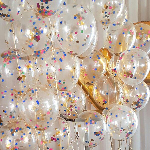 01978 ( 50 ballons ( 10 pakets) Multi Glitter Transparent Confetti Balloons